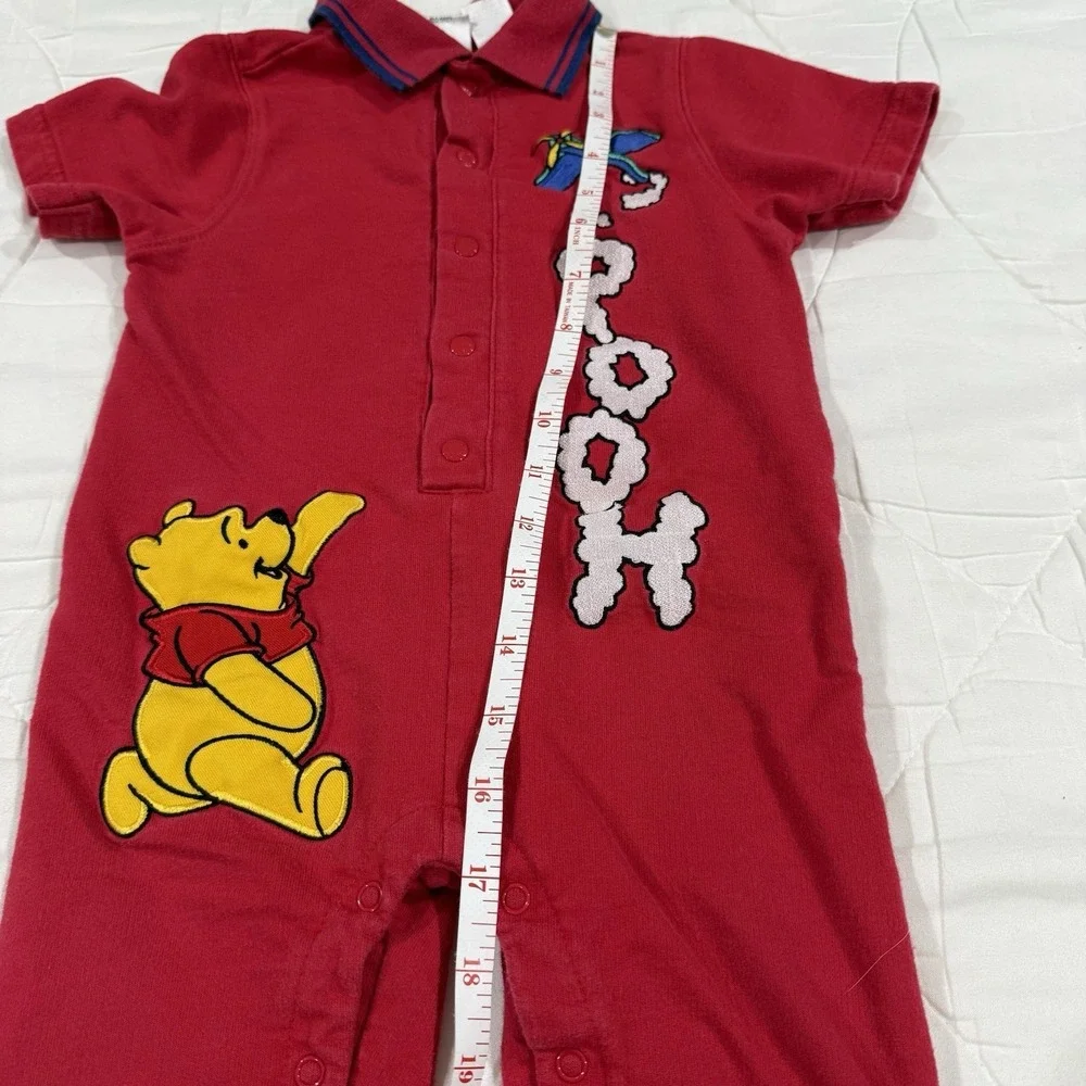 VTG 90s Y2K Disney Winnie the Pooh Romper Red Pooh Airplane Baby 18M Rare HTF - Picture 13 of 16